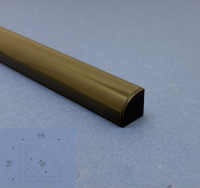 Black LED Aluminium 2 metre Corner profile Black Frosted Lid