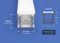 Led Aluminium 3m Profile with Frosted Lid    