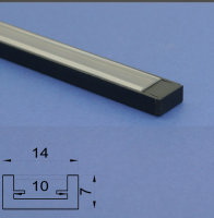 Led Aluminium 2m profile Black Clear Lid   