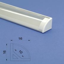 Led Aluminium 2m White Corner profile Clear Lid   