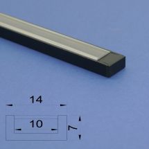 Led Aluminium 2m profile Black Clear Lid   