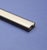 Led Aluminium 2 metre Black profile Frosted Lid    
