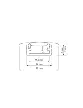 LED Aluminium 2m Recessed Profile Frosted Lid    
