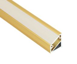 LED Gold Aluminium 2m Corner profile Frosted Lid   