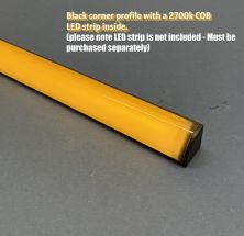 Black LED Aluminium 3 metre Corner profile Black Frosted Lid