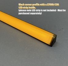 Black LED Aluminium 2 metre Corner profile Black Frosted Lid