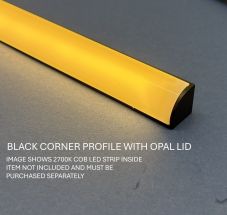 Black LED Aluminium 3 metre Corner profile Opal Lid