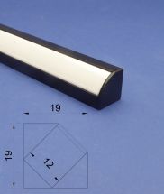 Led Black Aluminium 3 metre Corner profile Opal Lid    